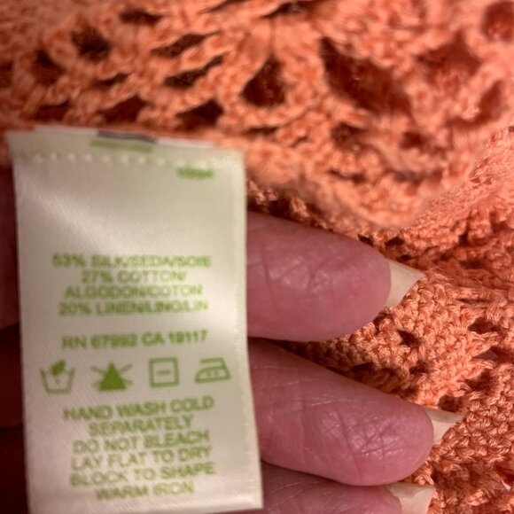 So Be It Womens Cardigan Size S Silk Orange Crochet Knit Boho Hippie Festival - Picture 6 of 10